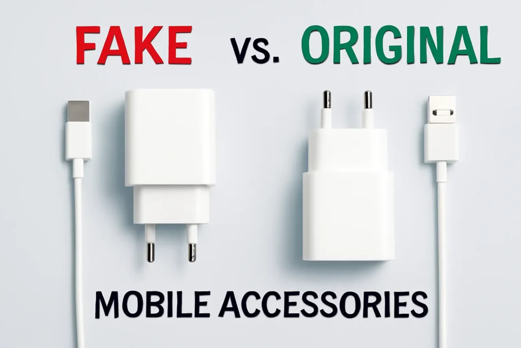 fave vs original mobile accessories overview with white chargers